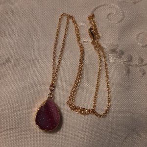 Fuchsia Druzy Necklace